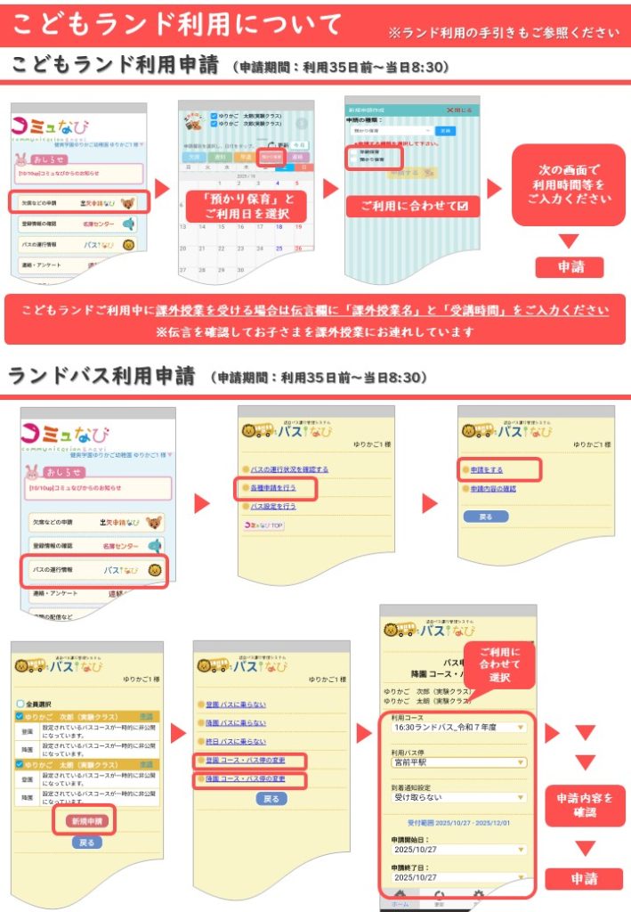 こどもランド・ランドバスの申込手順